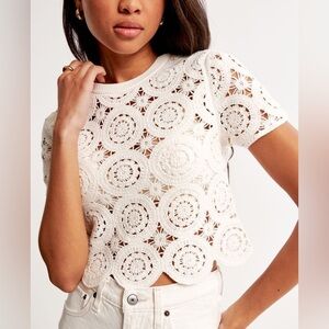 Abercrombie & Fitch White Crochet Crop Top
